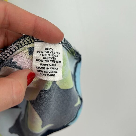 WILLOW DRIVE Black Yellow Floral Square Neck Sheer Puff Sleeve Blouse Size XL - Picture 4 of 6